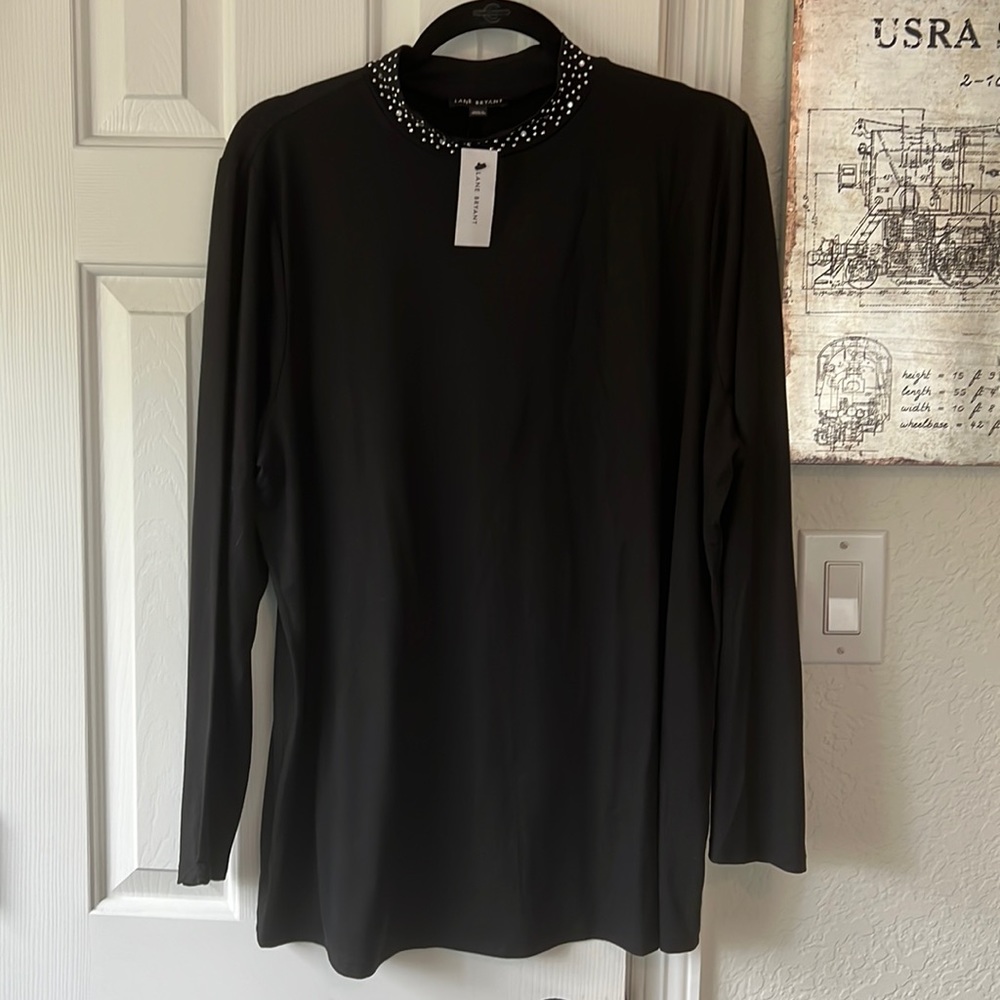 NWT Lane Bryant studded black mock turtleneck